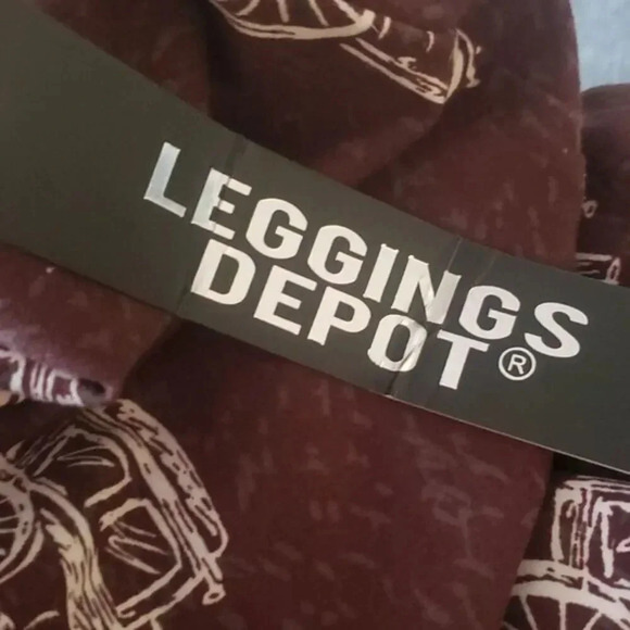 LEGGINGS Depot Bicycle Logo Yoga Plus Size Pants Brown - Picture 4 of 6